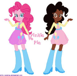 Size: 386x379 | Tagged: safe, artist:ameyal, pinkie pie, equestria girls, g4, dark skin, eqg promo pose set, human coloration, humanized, realism edits