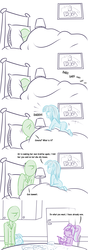 Size: 1280x3617 | Tagged: safe, artist:ponut_joe, aria blaze, sonata dusk, oc, oc:anon, human, equestria girls, g4, :o, bed, cereal, clothes, comic, cropped, cute, dialogue, eating, exploitable meme, food, footed sleeper, kitchen, meme, messy, milk, open mouth, smiling, sonatabetes, spilled milk, the dazzlings, younger