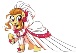 Size: 1149x815 | Tagged: safe, artist:brenda hickey, edit, idw, ginger gold (idw), earth pony, pony, friends forever #19, g4, my little pony: friends forever, spoiler:comic, background removed, clothes, dress, female, mare, shoes, simple background, solo, transparent background, wedding dress