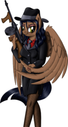 Size: 900x1669 | Tagged: safe, artist:sirzi, oc, oc only, oc:arny nilson, pegasus, anthro, clothes, fishnet stockings, gangster, gun, pantyhose, simple background, skirt, solo, tube skirt