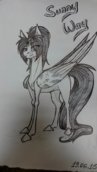 Size: 720x1280 | Tagged: safe, artist:sunny way, oc, oc only, rcf community, missing cutie mark, monochrome, sketch, solo, traditional art
