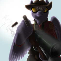 Size: 512x512 | Tagged: safe, artist:chickenwhite, oc, oc only, oc:lavender, crossover, meet the sniper, solo, team fortress 2