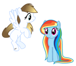 Size: 823x719 | Tagged: safe, rainbow dash, oc, oc:katzy, g4, alternate hairstyle, mane swap