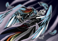 Size: 1535x1080 | Tagged: safe, artist:quynzel, rainbow dash, anthro, g4, 20% cooler, alexander anderson, crossover, female, hellsing, solo
