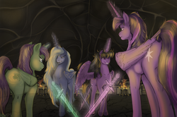Size: 1280x848 | Tagged: safe, artist:lucky dragoness, oc, oc only, oc:starlight, alicorn, pony, fallout equestria, fallout equestria: starlight, alicorn oc, explicit source, sword