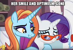 Size: 608x424 | Tagged: safe, screencap, rarity, sassy saddles, canterlot boutique, g4, carousel boutique, image macro, meme