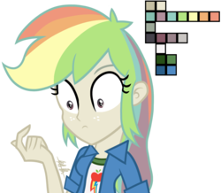Size: 1239x1080 | Tagged: safe, artist:knadire, artist:knadow-the-hechidna, applejack, rainbow dash, equestria girls, g4, combined, female, fusion, hand, palette, shocked, solo, surprised