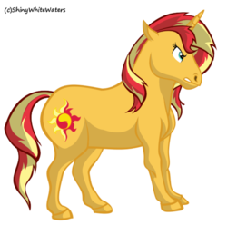 Size: 600x595 | Tagged: safe, artist:sketch-shepherd, sunset shimmer, horse, pony, unicorn, g4, backwards cutie mark, female, hoers, solo