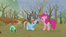 Size: 1366x768 | Tagged: safe, screencap, pinkie pie, rainbow dash, tank, g4, tanks for the memories