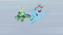 Size: 1366x768 | Tagged: safe, screencap, rainbow dash, tank, g4, tanks for the memories, i'll fly, singing