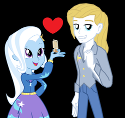 Size: 948x900 | Tagged: safe, prince blueblood, trixie, equestria girls, g4, crackers, equestria girls-ified, female, food, male, peanut butter, peanut butter crackers, ship:bluetrix, shipping, straight