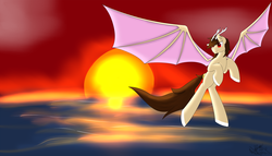 Size: 1280x732 | Tagged: safe, artist:spirit-beat, oc, oc only, oc:storm, bat pony, pony, flying