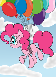Size: 1600x2200 | Tagged: safe, artist:yourfavoritelove, pinkie pie, g4, balloon, female, floating, solo, then watch her balloons lift her up to the sky