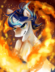 Size: 1785x2345 | Tagged: safe, artist:my-magic-dream, shining armor, g4, badass, epic, fire, male, solo