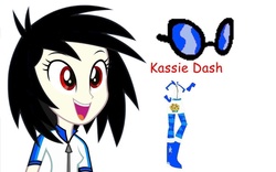 Size: 1155x720 | Tagged: artist needed, safe, oc, oc only, oc:kassie dash, equestria girls, g4, donut steel, simple background, solo, sunglasses, white background