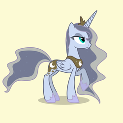 Size: 1080x1080 | Tagged: safe, artist:ohitison, princess luna, alicorn, pony, g4, clothes, dress, female, luna is not amused, mare, palette swap, raised hoof, solo, unamused, white and gold or black and blue dress meme