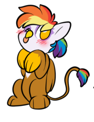 Size: 371x480 | Tagged: safe, artist:noveltmods, oc, oc only, oc:rainbow feather, hippogriff, blushing, cute, interspecies offspring, magical lesbian spawn, offspring, parent:gilda, parent:rainbow dash, parents:gildash, solo, tongue out
