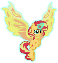Size: 8933x9597 | Tagged: safe, artist:osipush, sunset shimmer, alicorn, pony, equestria girls, g4, my past is not today, absurd resolution, artificial wings, augmented, crying, female, magic, magic wings, shimmercorn, simple background, solo, sunset phoenix, transparent background, vector, wings