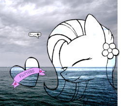 Size: 921x812 | Tagged: safe, artist:fuzzy-maiden, fluttershy, g4, female, flower, ocean, solo, traditional art, tumblr