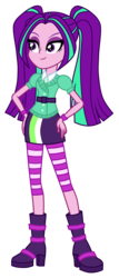 Size: 3300x7745 | Tagged: safe, artist:mixiepie, aria blaze, equestria girls, g4, my little pony equestria girls: rainbow rocks, absurd resolution, alternate universe, boots, clothes, clothes swap, female, hand on hip, paint tool sai, role reversal, simple background, skirt, smiling, solo, the dazzlings, the rainbooms, transparent background, wristband
