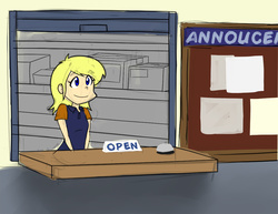 Size: 1100x850 | Tagged: safe, artist:kprovido, derpy hooves, human, g4, female, humanized, mailmare, post office, solo