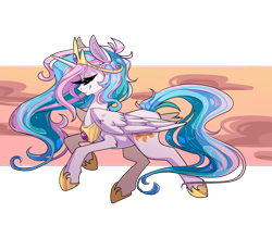 Size: 2690x2230 | Tagged: safe, artist:tomat-in-cup, princess celestia, alicorn, pony, g4, eyes closed, female, high res, hoof shoes, jewelry, mare, peytral, simple background, solo, tiara, transparent background