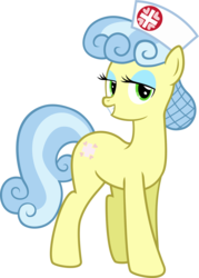 Size: 3766x5259 | Tagged: safe, artist:ispincharles, nurse coldheart, nurse snowheart, earth pony, pony, g4, bedroom eyes, eyeshadow, female, looking at you, makeup, mare, simple background, smiling, solo, transparent background, vector