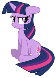 Size: 5000x6935 | Tagged: safe, artist:lightningbolt, twilight sparkle, pony, unicorn, g4, absurd resolution, angry, female, floppy ears, frown, glare, grumpy, grumpy twilight, mare, show accurate, simple background, sitting, solo, transparent background, twilight sparkle is not amused, unamused, underhoof, vector