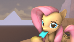 Size: 1920x1080 | Tagged: safe, artist:star-lightstarbright, fluttershy, g4, 3d, female, food, ice cream, popsicle, sea salt ice cream, solo, source filmmaker