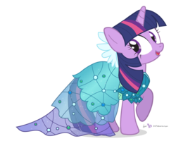 Size: 900x720 | Tagged: safe, artist:dm29, twilight sparkle, alicorn, pony, canterlot boutique, g4, clothes, dress, female, mare, open mouth, princess dress, raised hoof, simple background, solo, transparent background, twilight sparkle (alicorn)