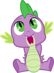Size: 2600x3527 | Tagged: safe, artist:porygon2z, spike, dragon, g4, baby, baby dragon, cute, fangs, green eyes, hands behind back, high res, jumping, looking up, male, open mouth, simple background, smiling, solo, spikabetes, transparent background, vector