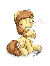 Size: 2550x3300 | Tagged: safe, artist:ceehoff, oc, oc only, oc:cream heart, earth pony, pony, blushing, cute, eyes closed, female, happy, high res, mare, ocbetes, simple background, sitting, smiling, solo, white background