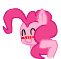 Size: 126x122 | Tagged: source needed, safe, artist:lockheart, pinkie pie, g4, blushing, c:, cute, diapinkes, embarrassed, eyes closed, female, get, hiding behind mane, index get, shy, simple background, smiling, solo, white background, x0000 milestone