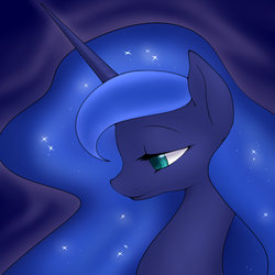 Size: 1000x1000 | Tagged: safe, artist:marikaefer, princess luna, pony, g4, female, portrait, profile, solo