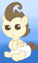 Size: 415x696 | Tagged: safe, artist:ced75, artist:fillyscoots42, pound cake, g4, baby, diaper, male, poofy diaper, solo