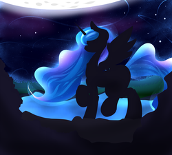 Size: 3000x2700 | Tagged: safe, artist:madacon, princess luna, alicorn, pony, g4, color porn, female, high res, mare, moon, night, silhouette, solo