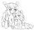 Size: 595x526 | Tagged: safe, artist:alloyrabbit, sweetie belle, oc, oc:truffle, g4, alternate hairstyle, monochrome, sitting, sketch