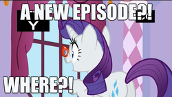 Size: 960x540 | Tagged: safe, edit, edited screencap, screencap, rarity, canterlot boutique, g4, excited, female, glasses, hype, image macro, in-universe pegasister, meme, meta, nose wrinkle, rarity's glasses, solo
