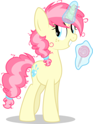 Size: 3240x4306 | Tagged: safe, artist:blueblitzie, oc, oc only, pony, unicorn, candy, lollipop, magic, raspberry curls, simple background, solo, telekinesis, transparent background, vector