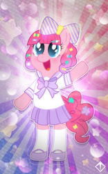 Size: 1280x2048 | Tagged: safe, artist:kibbiethegreat, pinkie pie, earth pony, pony, g4, bipedal, clothes, decora, female, harajuku, skirt, socks, solo