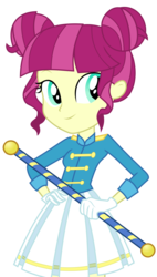 Size: 3700x6500 | Tagged: safe, artist:anonimowybrony, majorette, sweeten sour, equestria girls, g4, my little pony equestria girls: friendship games, .svg available, absurd resolution, background human, baton, canterlot high, chs rally song, clothes, female, gloves, hand on hip, inkscape, school spirit, simple background, skirt, solo, transparent background, vector, wondercolts