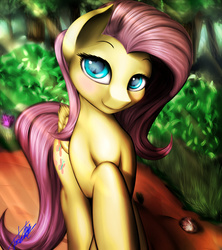 Size: 3024x3408 | Tagged: safe, artist:elzzombie, fluttershy, g4, cute, female, high res, looking at you, solo