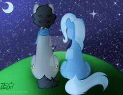 Size: 2200x1700 | Tagged: safe, artist:missanimegrl, trixie, oc, oc:sherlock hooves, pony, unicorn, g4, female, mare, stars