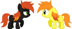 Size: 3268x1316 | Tagged: safe, artist:zekrom-9, oc, oc only, oc:aura danishheart, earth pony, pony, female, filly, simple background, transparent background, twins, vector