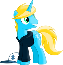 Size: 7329x7533 | Tagged: safe, artist:zekrom-9, oc, oc only, oc:starway mirage, pony, unicorn, absurd resolution, clothes, dipper pines, gravity falls, hat, male, shirt, simple background, solo, stallion, transparent background, vector