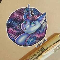 Size: 1920x1920 | Tagged: safe, artist:ponychic, princess luna, g4, female, portrait, solo, traditional art