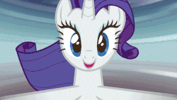 Size: 569x320 | Tagged: safe, edit, screencap, rarity, human, canterlot boutique, g4, animated, big fish, dancing, irl, irl human, meme, photo, rules of rarity, spinning