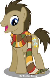 Size: 716x1116 | Tagged: safe, doctor whooves, time turner, earth pony, pony, g4, clothes, fourth doctor's scarf, male, scarf, simple background, smiling, solo, stallion, striped scarf, transparent background, vector