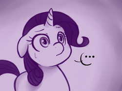 Size: 800x600 | Tagged: safe, artist:xarakayx, rarity, ask flutterstalker, g4, ..., female, monochrome, nervous, reaction image, solo, sweatdrop