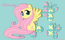 Size: 2560x1600 | Tagged: safe, artist:alicehumansacrifice0, artist:korikian, fluttershy, pegasus, pony, g4, cute, cutie mark, female, mare, sitting, solo, vector, wallpaper